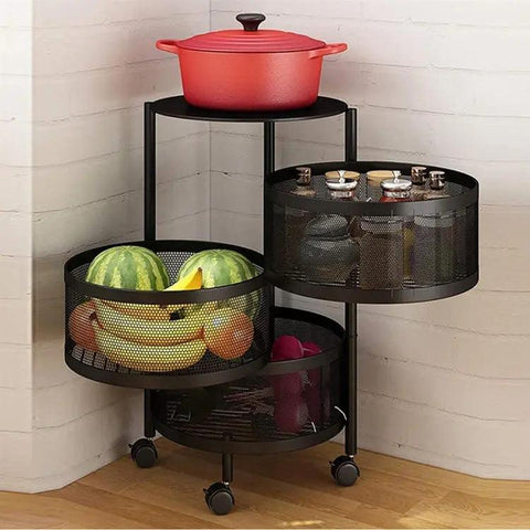 3-Layers Round Metal Trolley